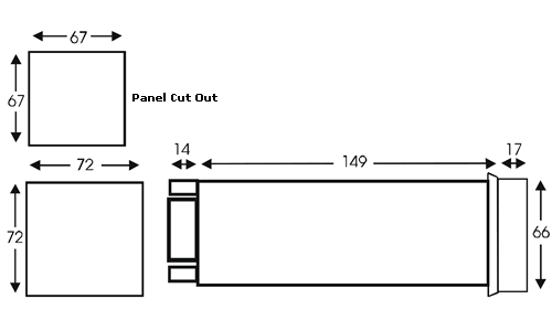 ADP15 panel mount process input digital indicator Outline Drawing