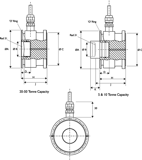 CTUS Ring Torsion Load Cell Outline Drawing