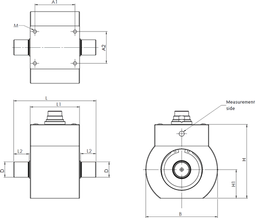 DRBK Low Cost Rotary Torque Sensor with Display Outline Drawing