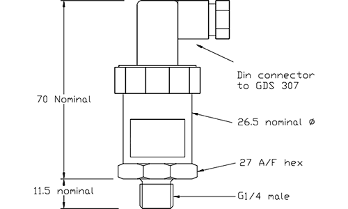 Pi600B Atmospheric Barometric Pressure Sensor Outline Drawing