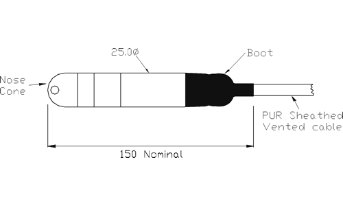Pi993 Submersible Level Transmitter Outline Drawing