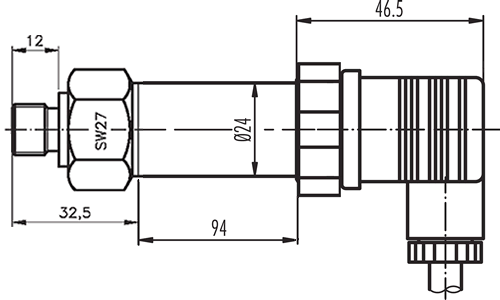 PiD600 Digital Pressure Sensor Outline Drawing
