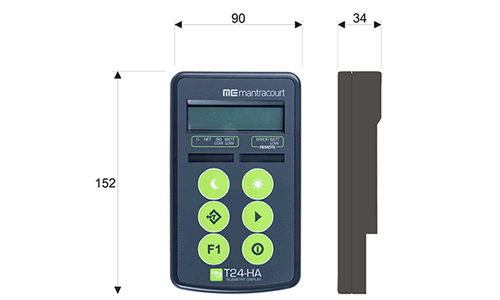 T24-HA Advanced Wireless Portable Handheld Receiver Display Outline Drawing