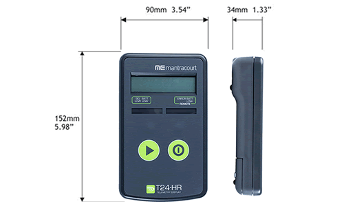 T24-HR Roaming Wireless Portable Handheld Receiver Display Outline Drawing