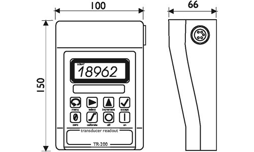 TR200 Portable Strain Gauge Indicator Outline Drawing