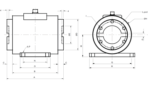 YDFF Flange type Rotary Torque Transducer Outline Drawing