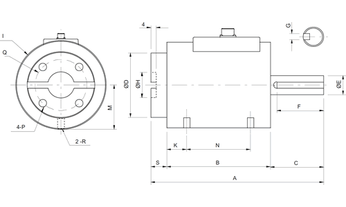 YDFS Flange-to-Shaft Rotary Torque Transducer Outline Drawing
