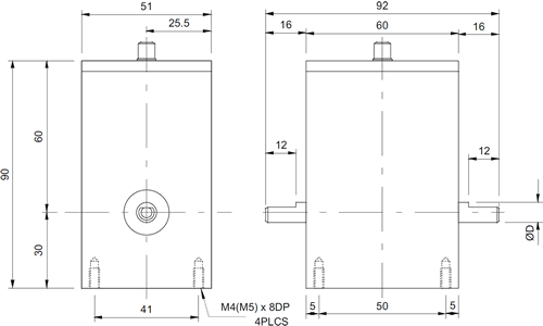 YDS Low Capacity Shaft type Rotary Torque Transducer Outline Drawing