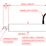 AML-E Standard LVDT Displacement Transducer AC Version Sprung-Loaded (S) Outline