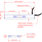 AML-E Standard LVDT Displacement Transducer AC Version Plain Core Outline