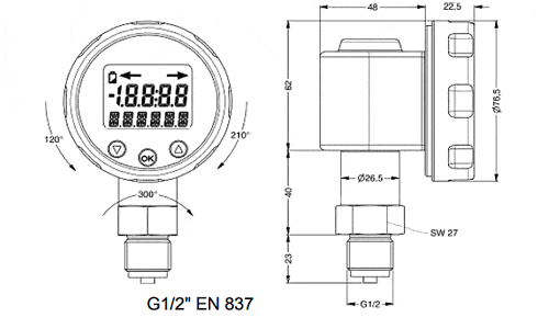 Baroli-02 Battery Powered Digital Pressure Sensor Outline