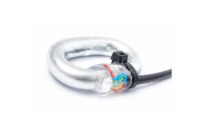 Chain link load sensor after strain gauge and temperature compensator has been glued into place