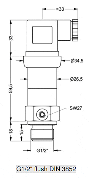 DMK331P flush welded pressure transducer Outline