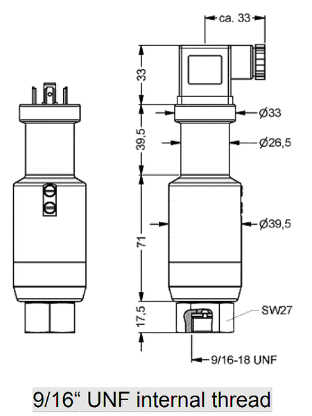 DMP304 ultra-high range pressure transducer outline