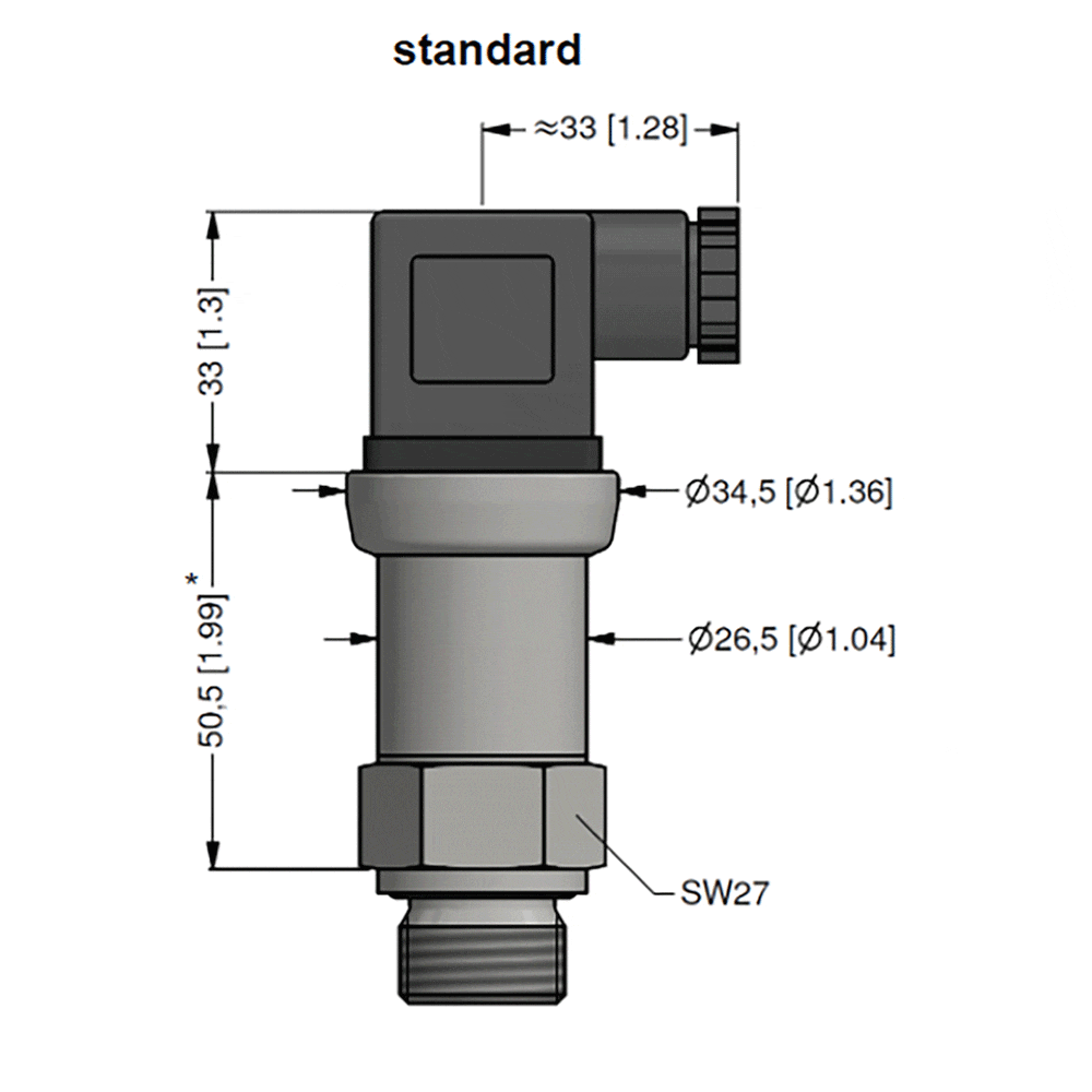 DMP331 High Accuracy Industrial Pressure Sensor Outline