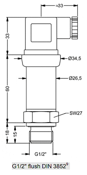 DMP331P process industry pressure transducer outline
