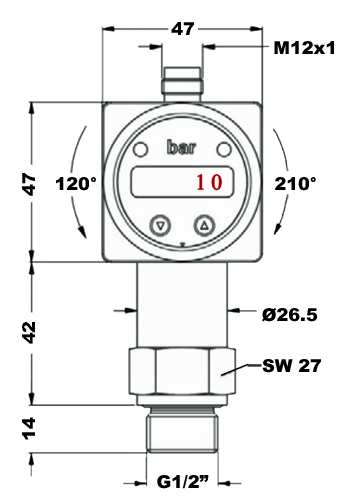 DS201 Pressure Meter outline drawing