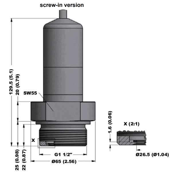 LMK458 ballast tank level sensor screw-in outline