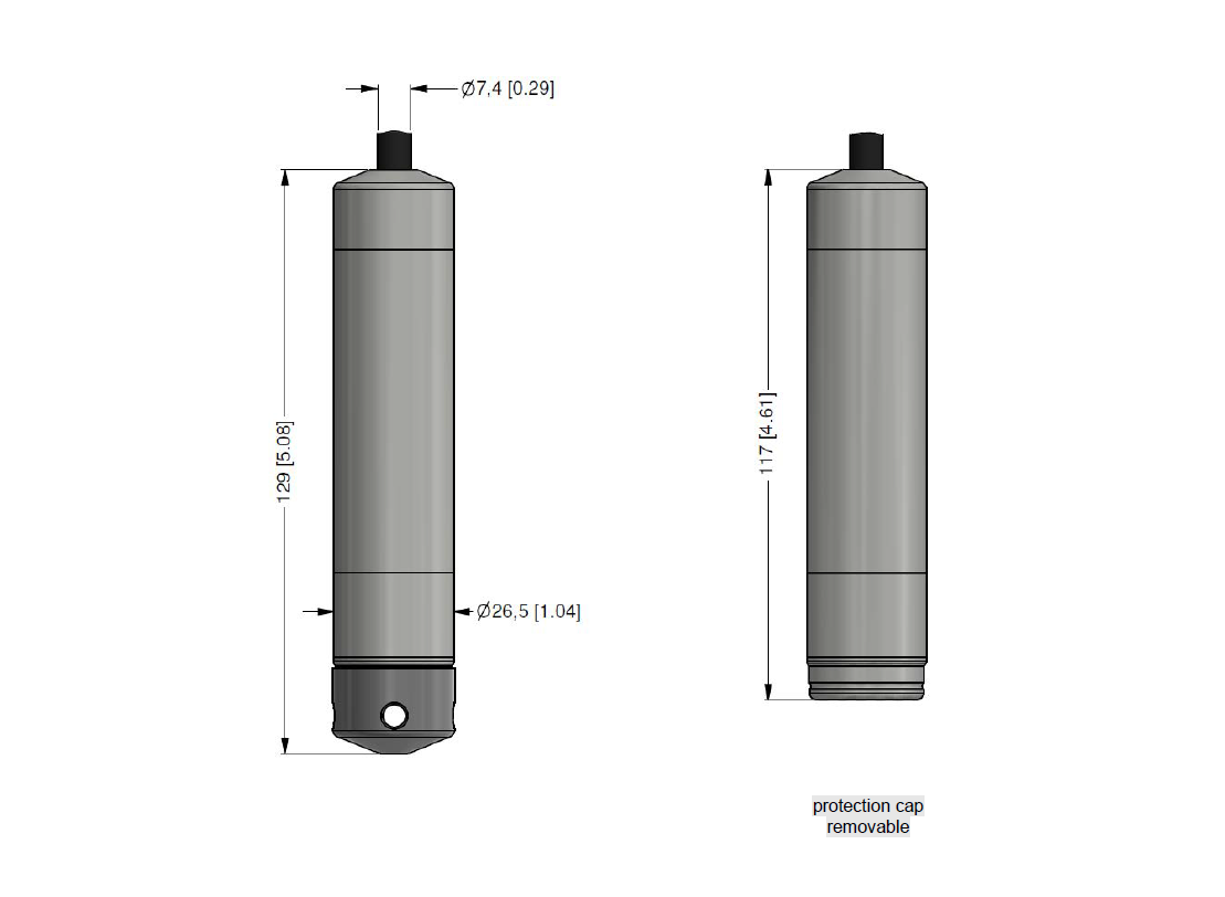 A schematic drawing of the LMP307T showing its dimensions