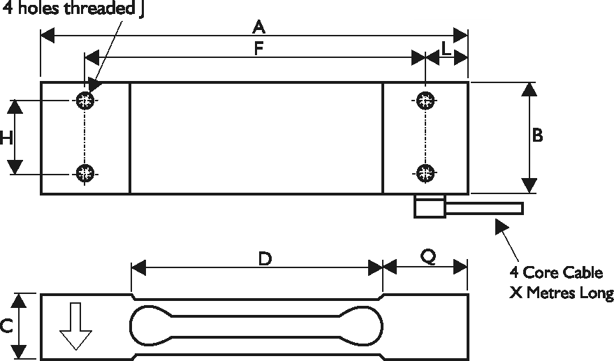 OBUG Single Point Platform Load Cell Outline Drawing