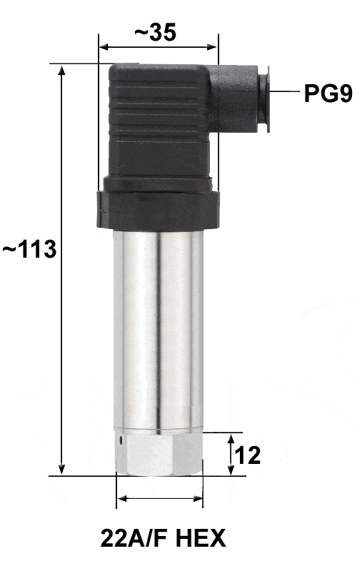 P642FAX ATEX Intrinsically Safe Pressure Sensor Outline Drawing 0-2000bar to 0-5000bar