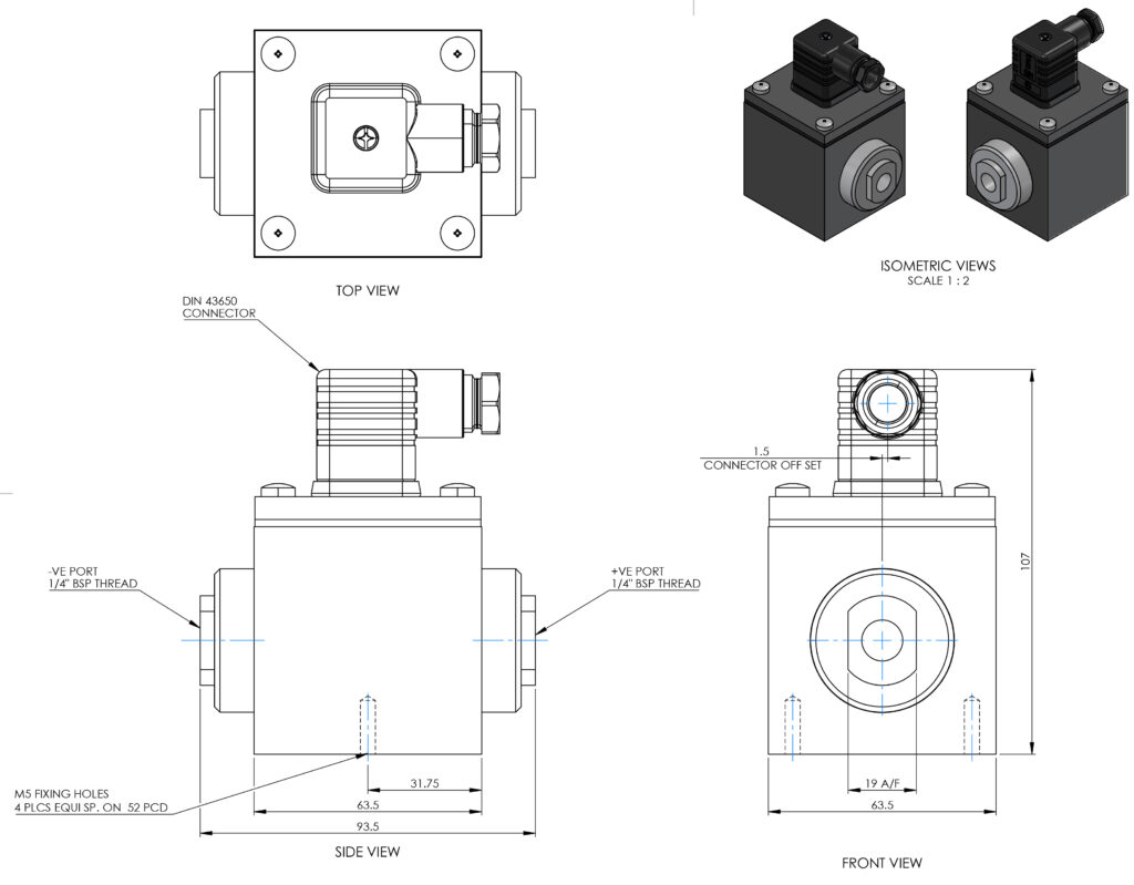PR3200 Schematic Drawing for wet on wet differential pressure transducer