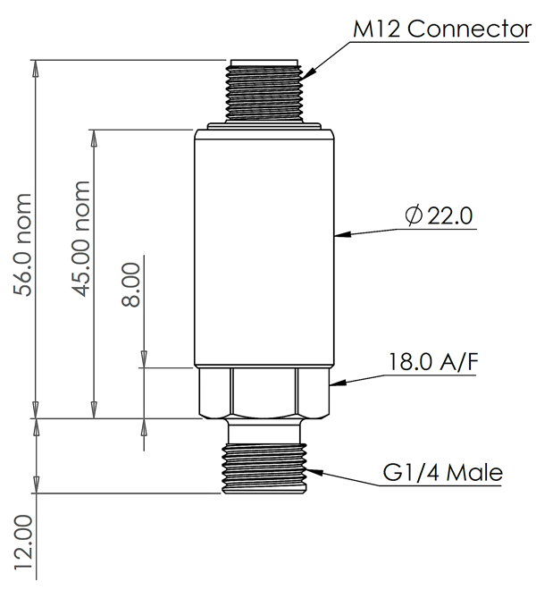 I2C Pressure Sensor Pa6DC M12 Outline