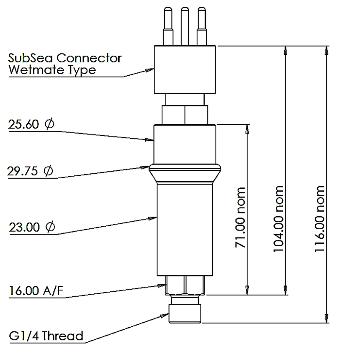 Subsea Pressure Sensor Pa600SS Outline