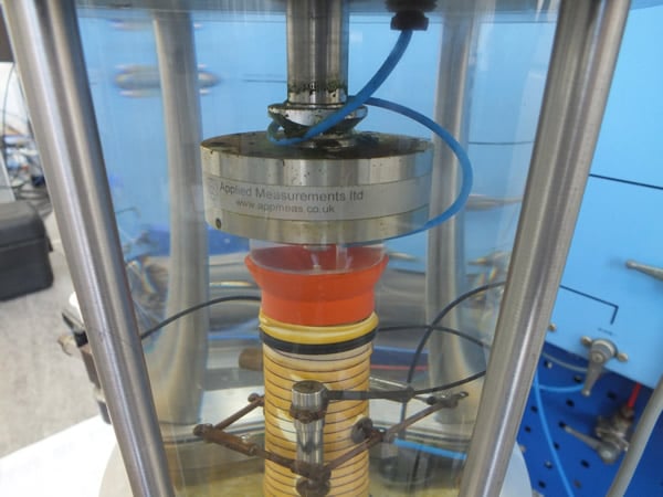 Stalc3 submersible load cell in triaxial test chamber