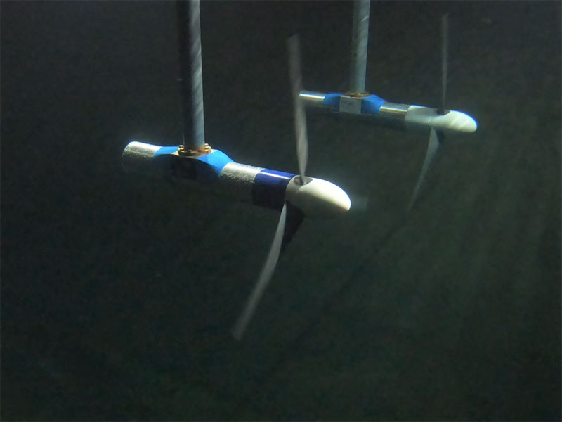 Close up of Tidal turbines used by University of Oxford of Tidal and Wind Energy Research Group