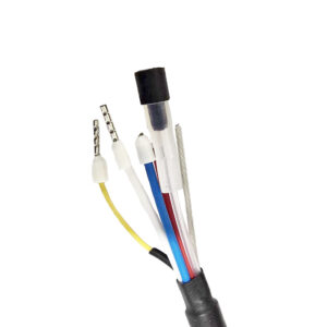 Photo of cable ending with individual wires and vented tube connectors on show.