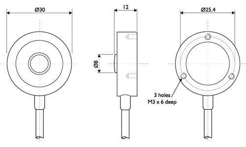 CDF Miniature Button Load Cell Outline Drawing