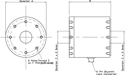 DBBSS/TSF Combined Axial Force and Torque Sensor Outline Drawing