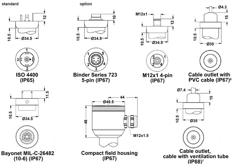 DMP333 dynamic pressure sensor electrical connections outline
