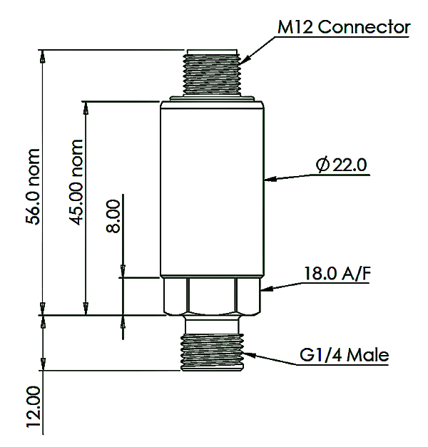 Industrial Pressure Sensor Pa600 M12 outline