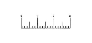 A ruler with millimetre divisions