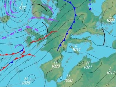 Air Pressure Weather map showing isobars and fronts